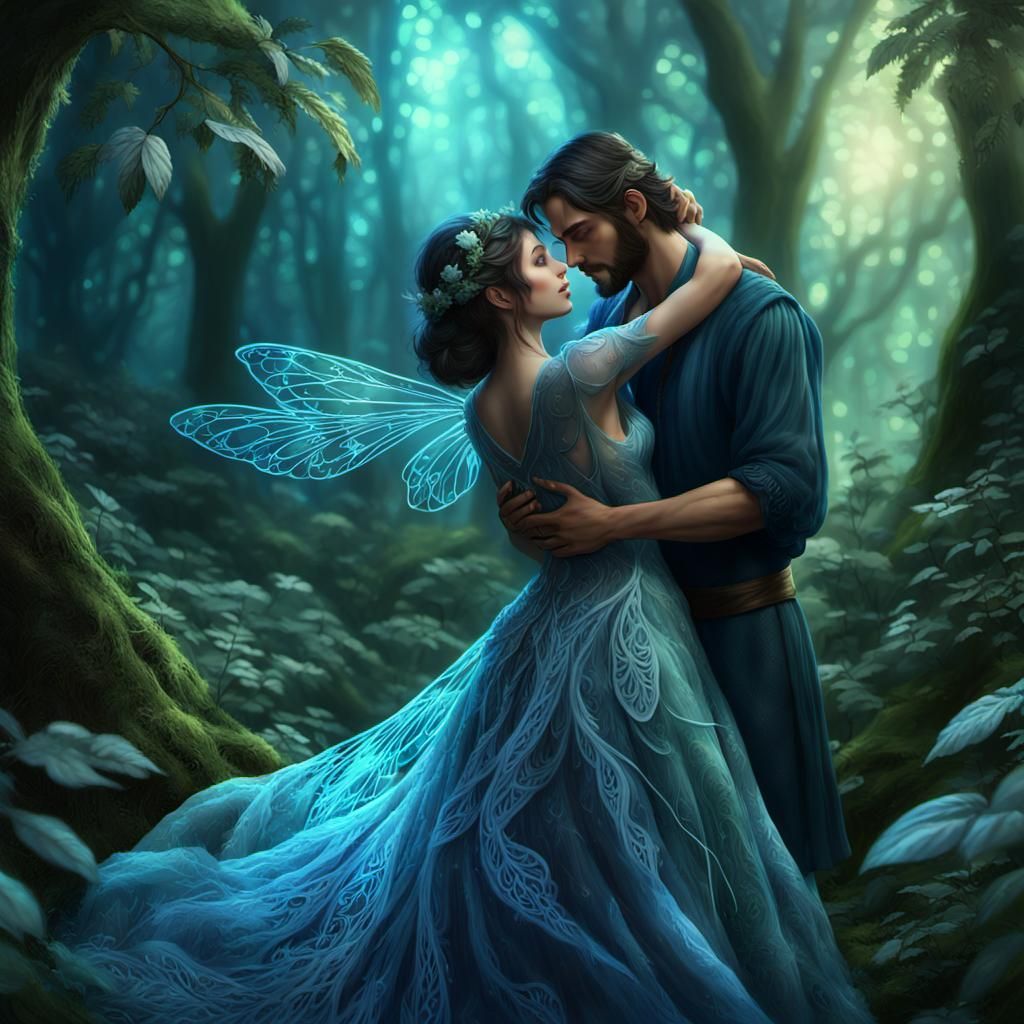 Enchanted Forest Embrace: Fantasy Concept Art