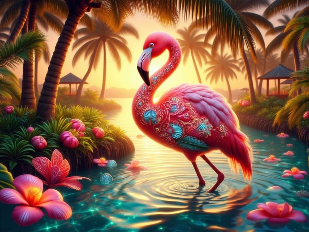 <lora:FiosAnimalGlowInk:1.0> Caribbean flamingo