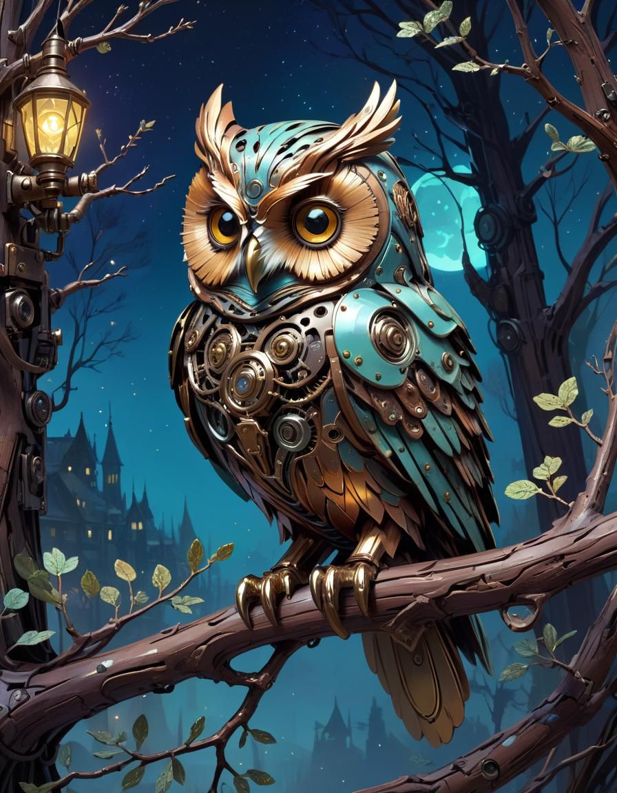 Chromatic Owl Made From Metal   by @Hinty