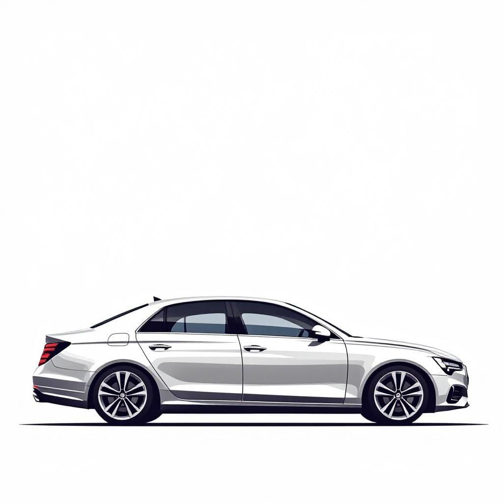 Modern Sedan Car Vector Illustration in Geometric Style