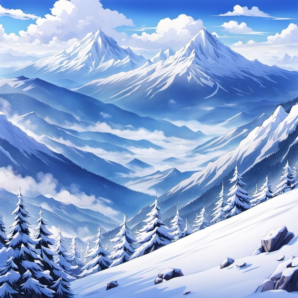 HD wallpaper: anime, mountain, beauty in nature, sky, scenics - nature, fog  | Wallpaper Flare