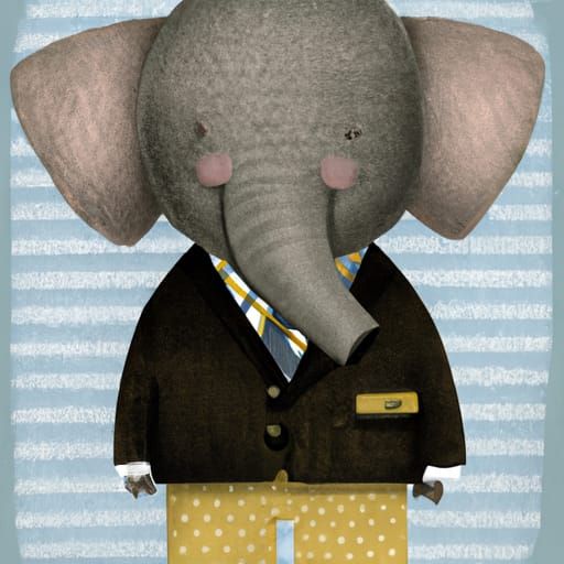 Anthropomorphic Elephant in Tweed Uniform