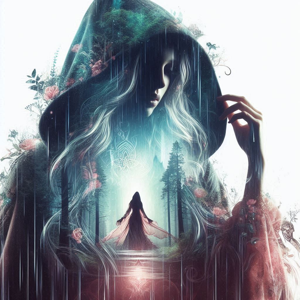double exposure beautiful fantasy DALL-E 3 portrait landscap...