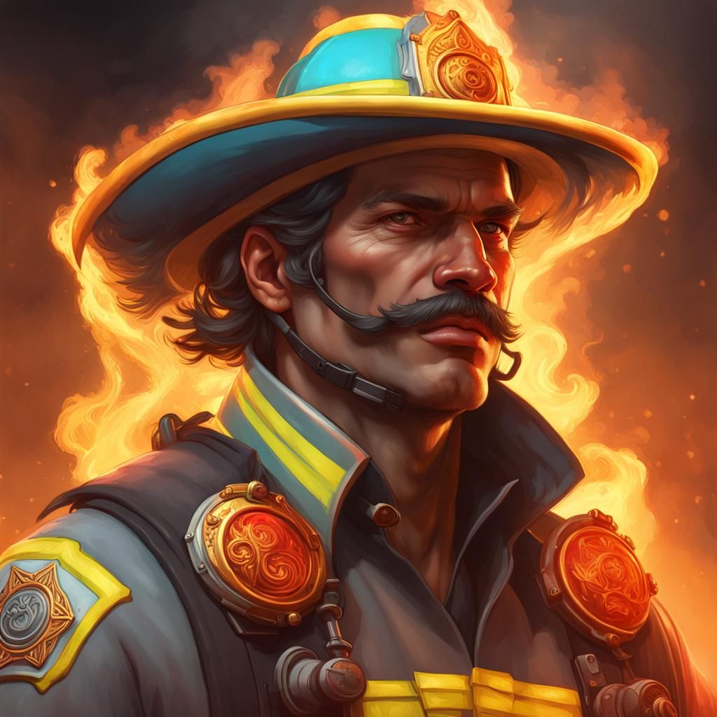 Taco firefighter top hat world aflame 