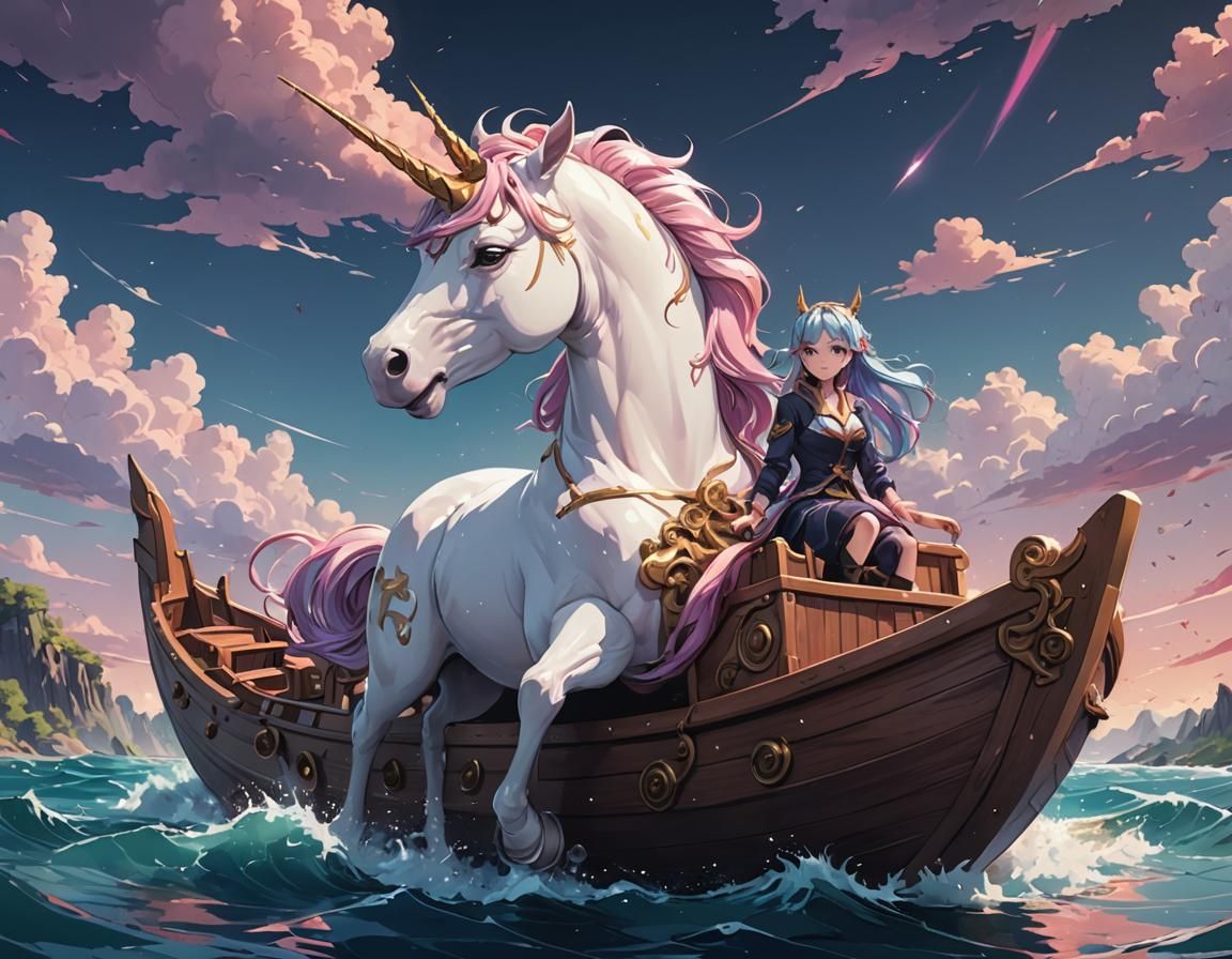 Unicorn boat - AI Generated Artwork - NightCafe Creator