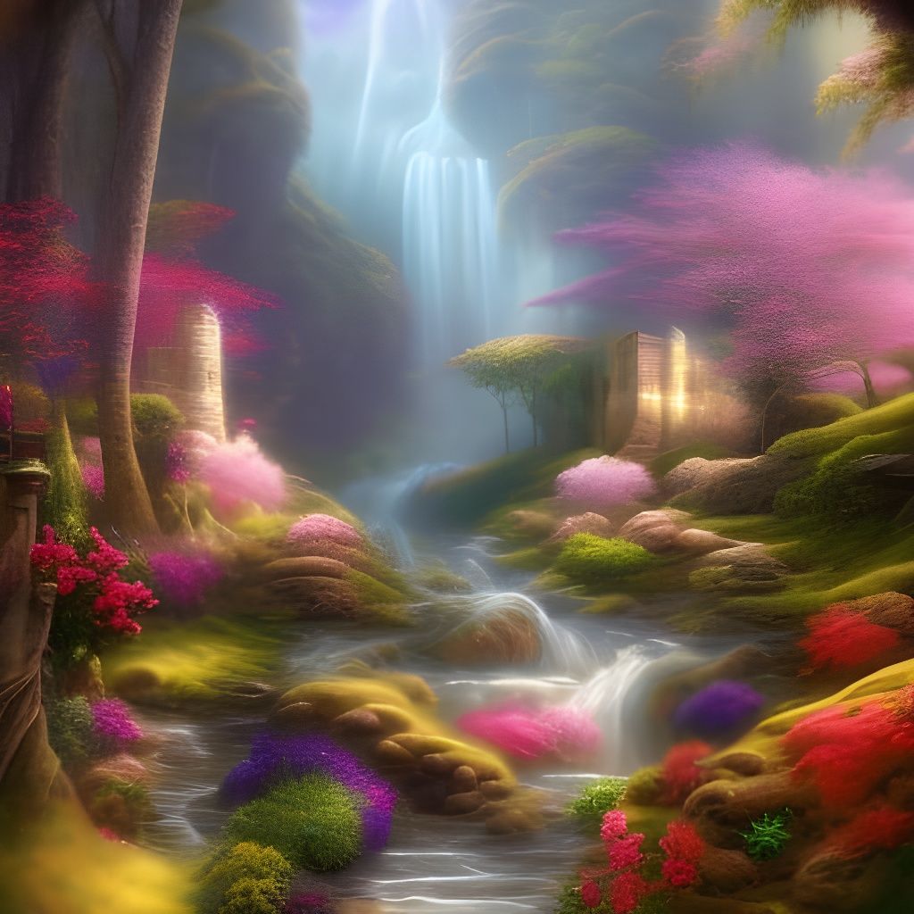 Magical Fairy Falls - AI Generated Artwork - NightCafe Creator