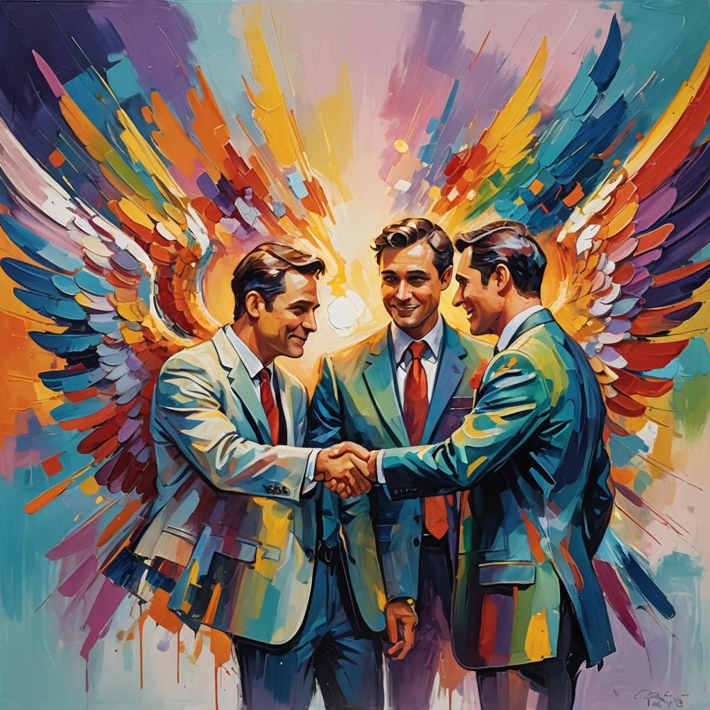 Angels doing business in vibrant colors