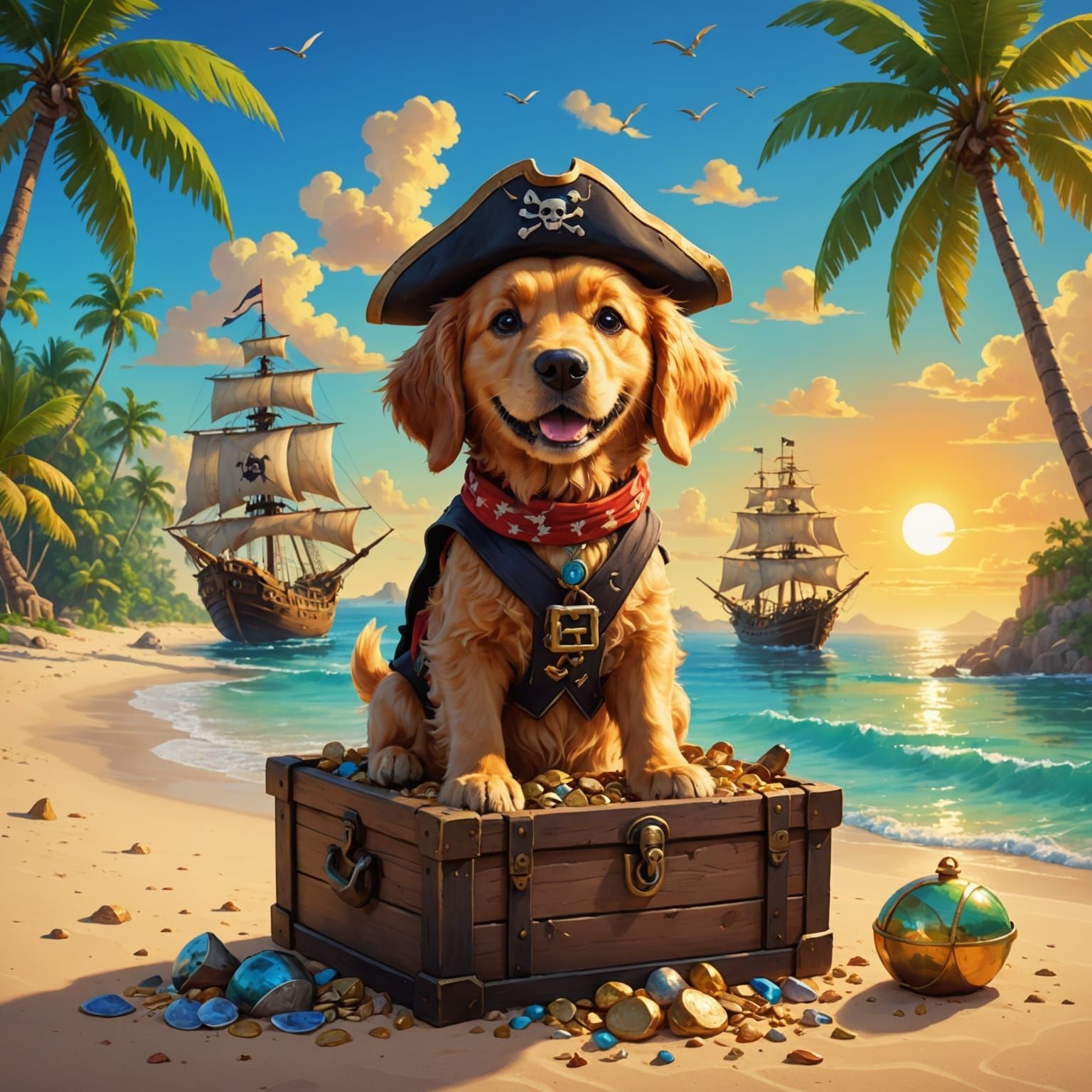 With a Tiny Tail Wagging in the Summer Sunshine, Captain Canine Stands on a Recently Discovered Buried Tresure Chest.  by @The Ruane Collective