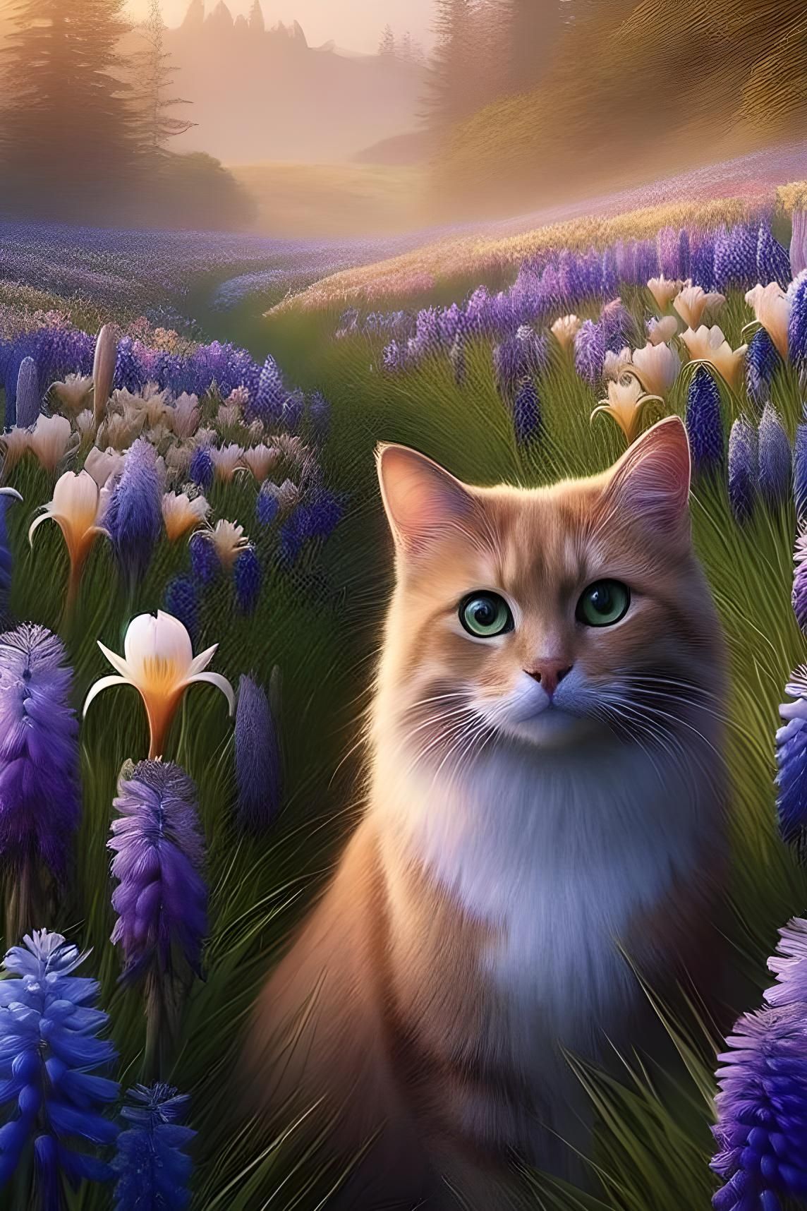 Cat in a Meadow, a series
