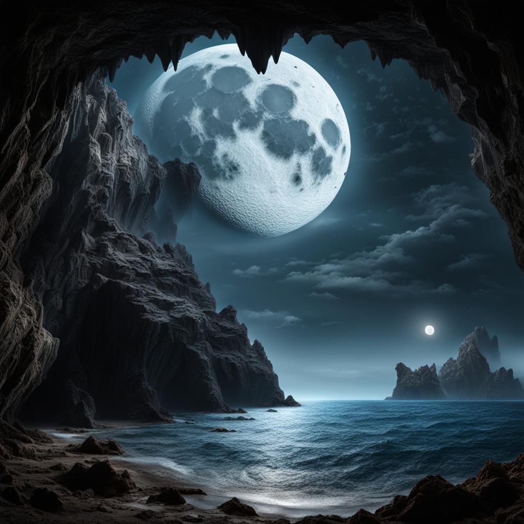 Moonrise over the ocean