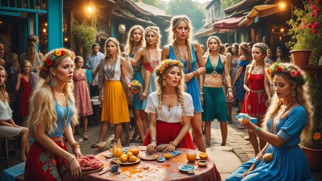 Comedic Chaos: Photoshoot Disaster Captured in Neo-Impressio...