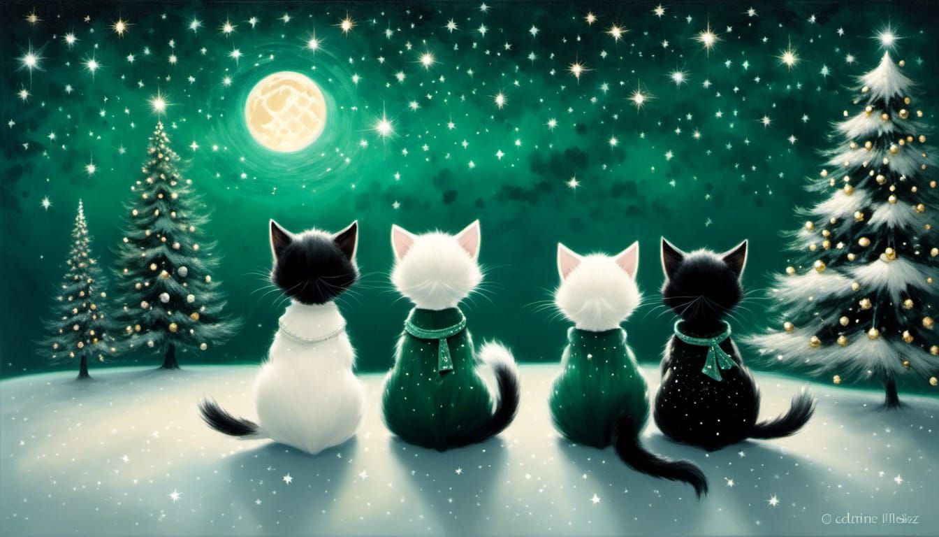 <lora:Glitter and Diamonds:1.0> two black,white chibi kitten...