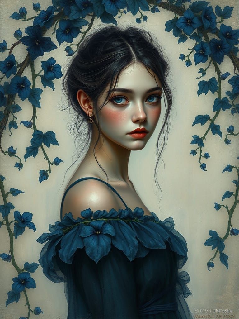 Young Woman in Indigo  by @Pigfarmer Jr