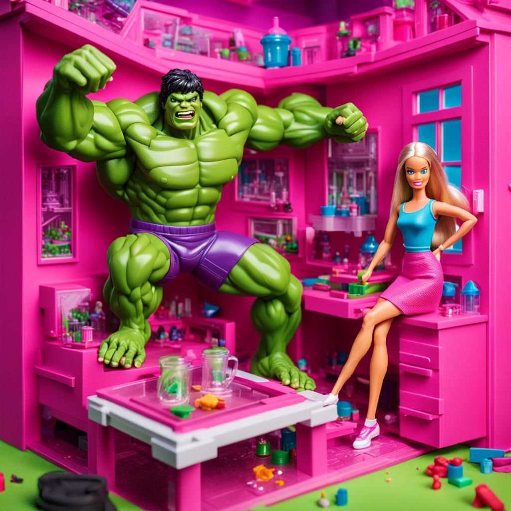 hulk and barbie living in harmony :)  by @heri