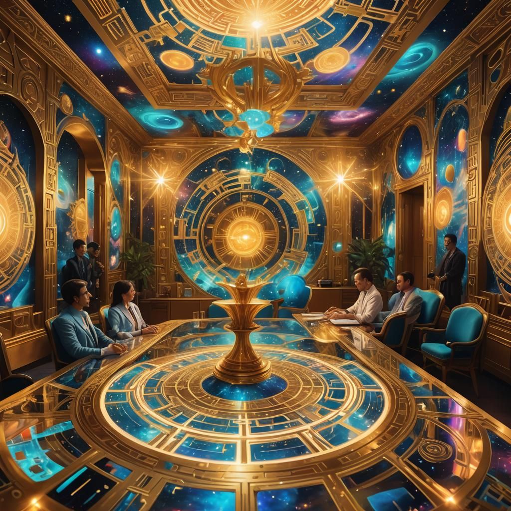 (An Ethereal Meeting of Celestial Powers in a magnificent co...