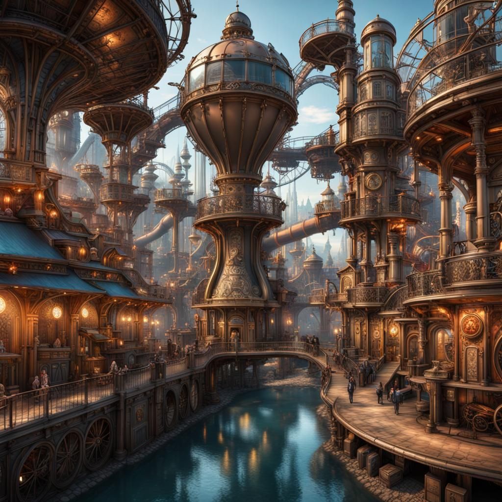 Photo of an Steampunk theme park. - AI Generated Artwork - NightCafe ...