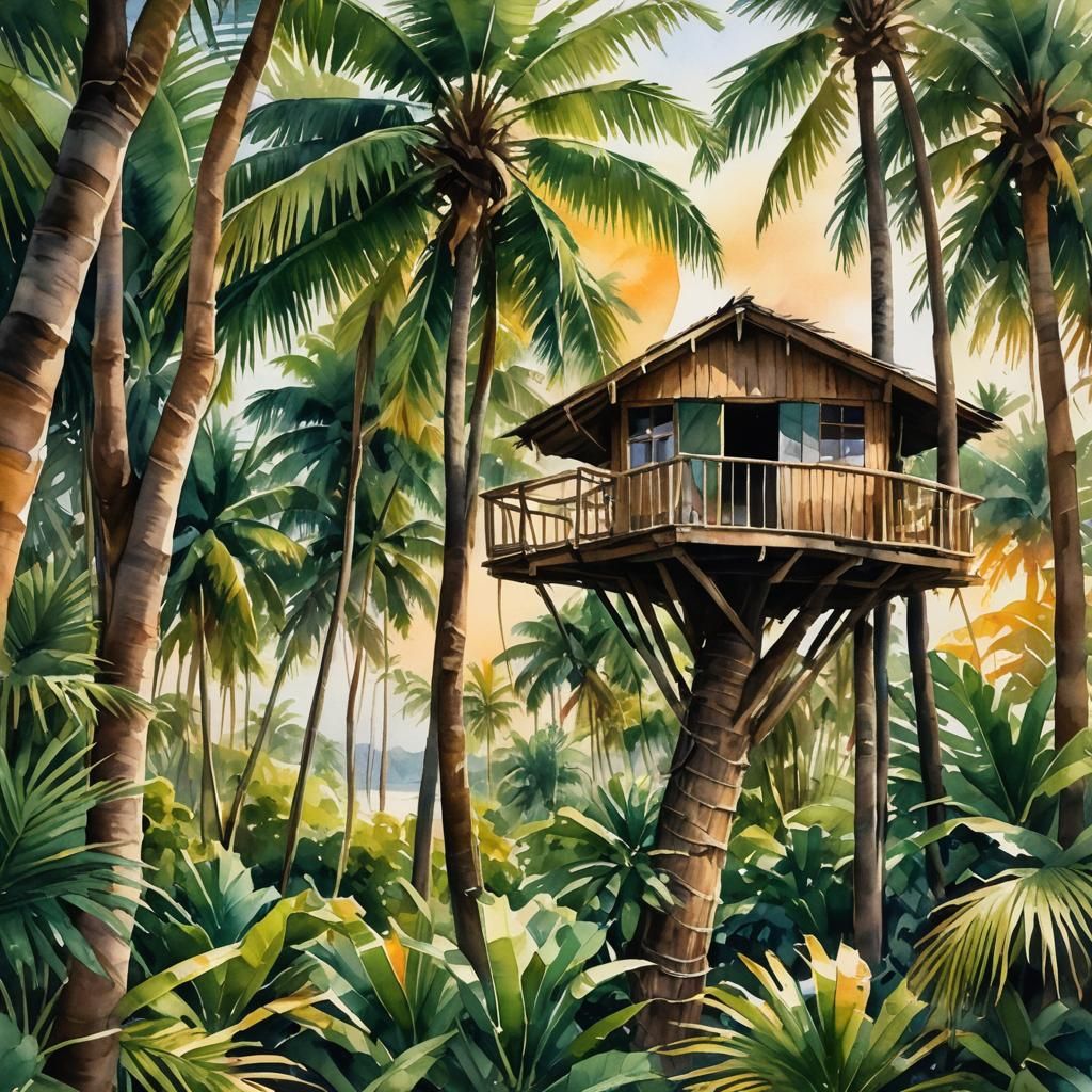 Palm tree house  by @Rolipoli