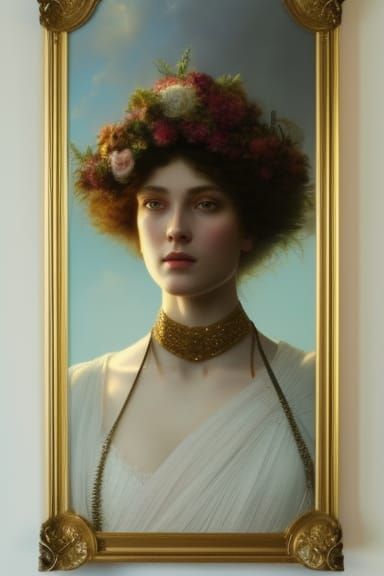 gorgeous confident pre-Raphaelite Princess, dramatic lightin...