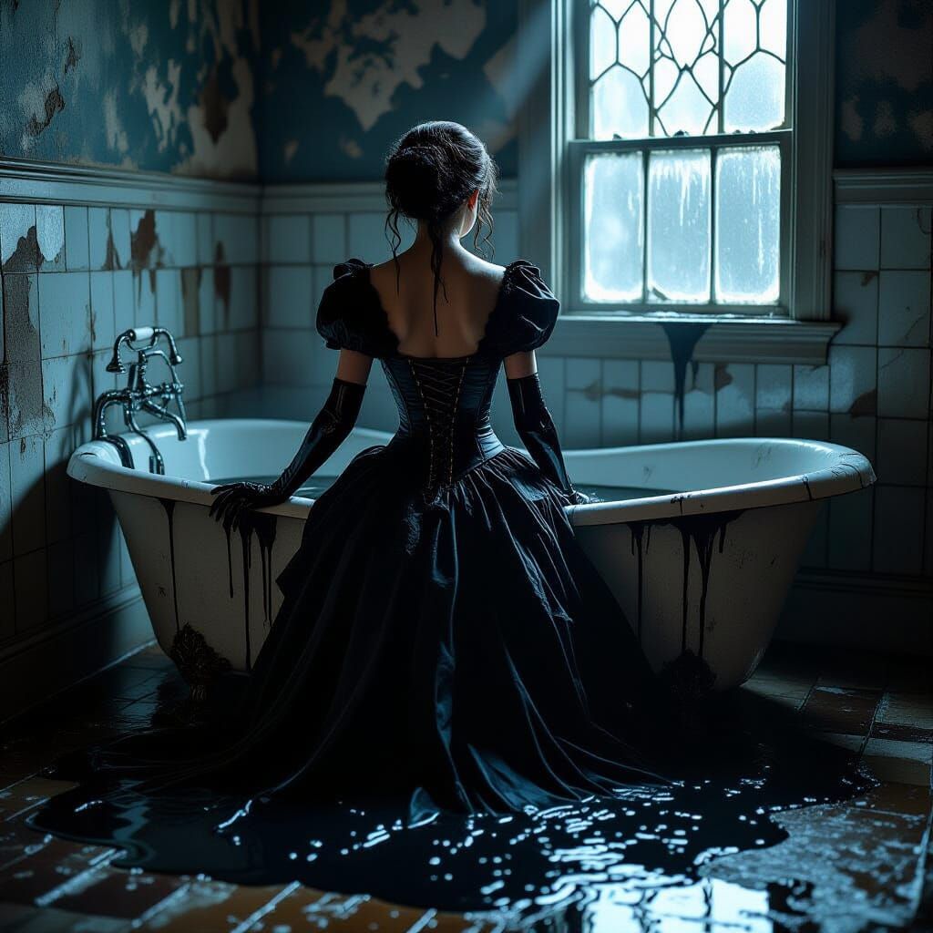 Victorian Woman's Transformation Ritual in Moonlight