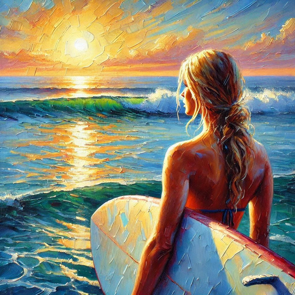 sunrise solitude, watching the waves rolling in . . .  surfer's spirit soars