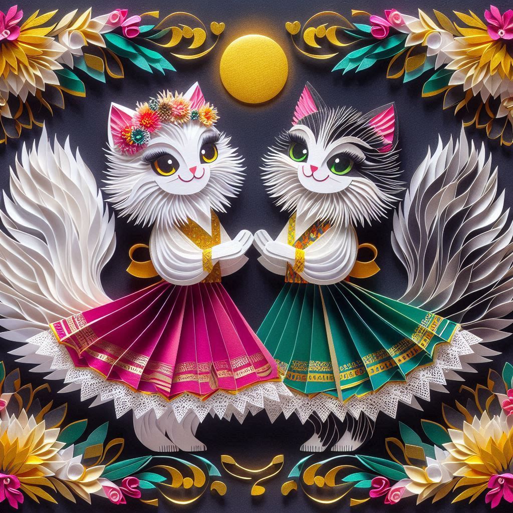 Happy couple of dancing cats 11