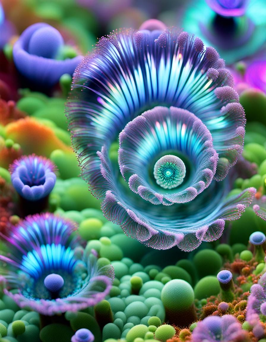 Vibrant Plasma Bloom in Glass Vortex