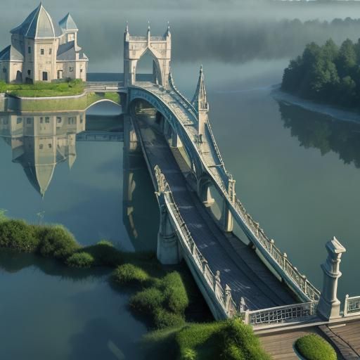 Bow Bridge Over Serene Lake: Architectural Photography