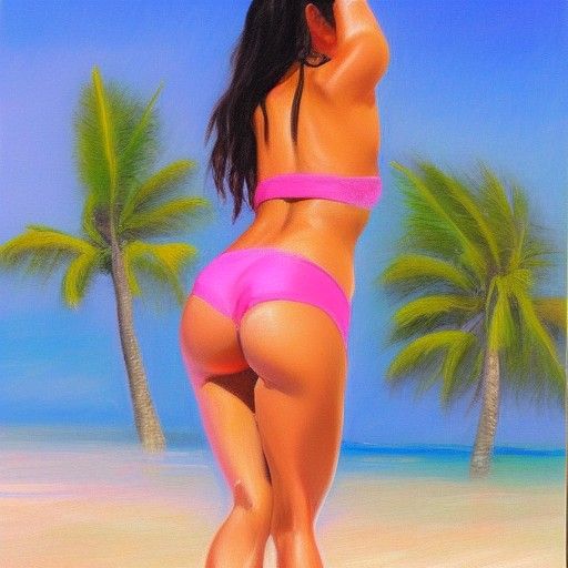 lower back, chiqui delgado, hot pink, bikini