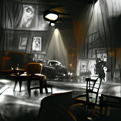concept art film noir, cafe