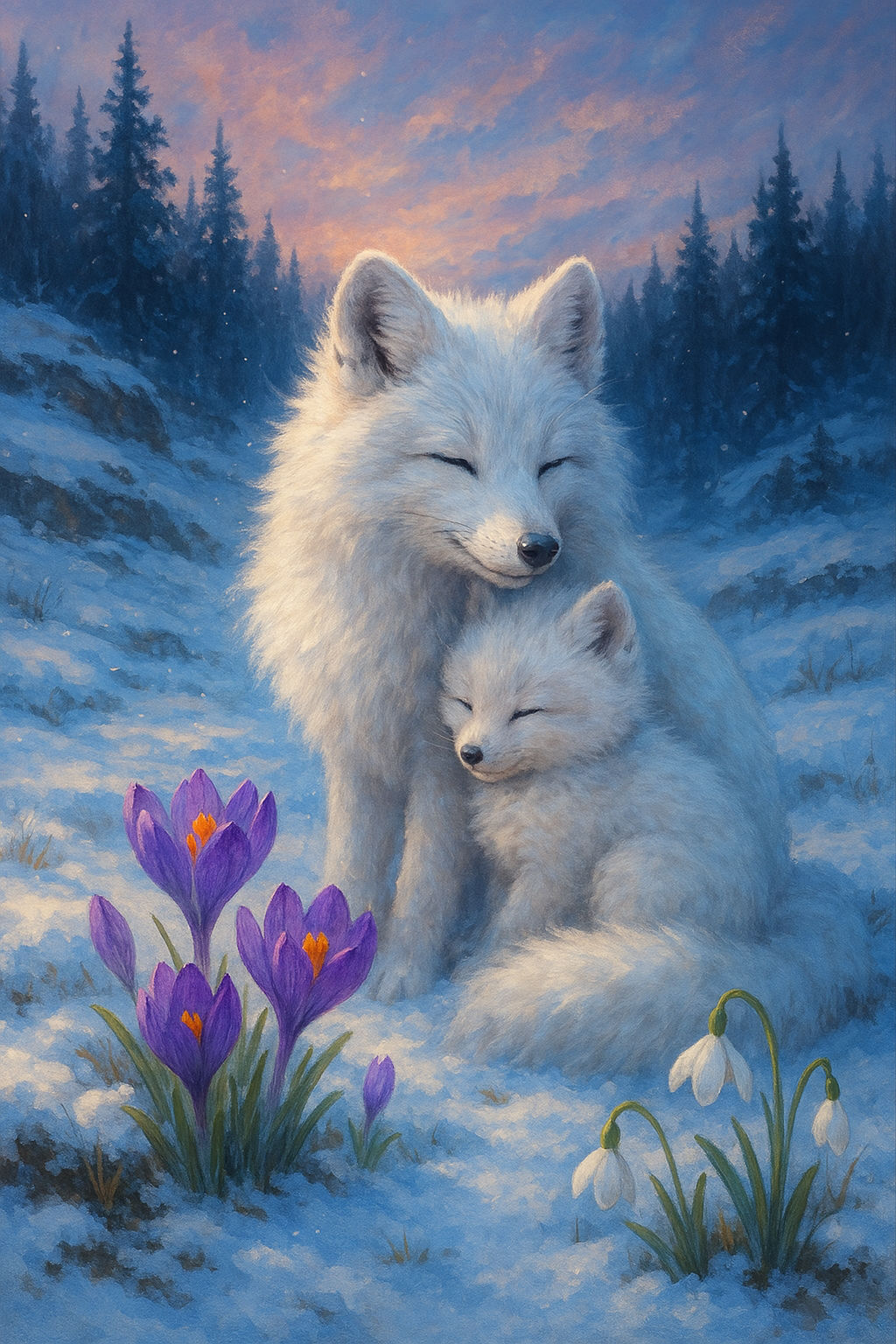 The Snow Fax and the cub