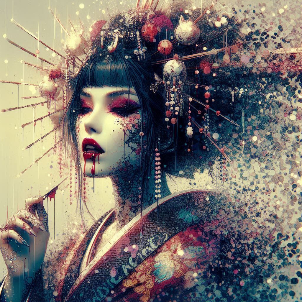 double exposure beautiful fantasy DALL-E 3 portrait landscape..