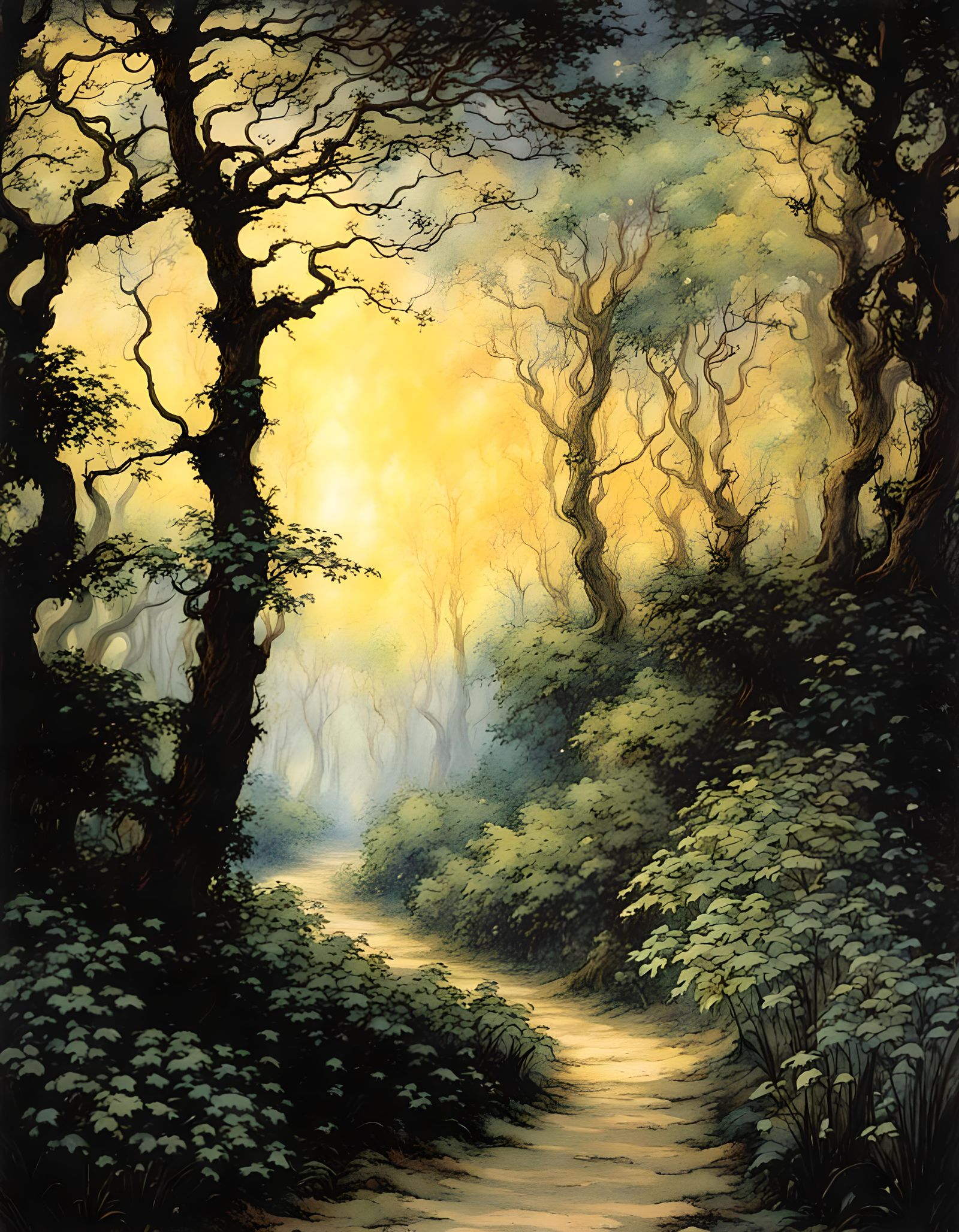 Path through Beautiful fantasy fairy forest,  art by Arthur ...