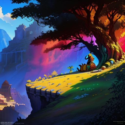 Beautiful colorful matte painting of a Greek Sphinx waiting ...