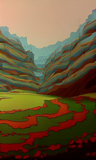Patriotic Linoleum Landscape: The Mountain Pass