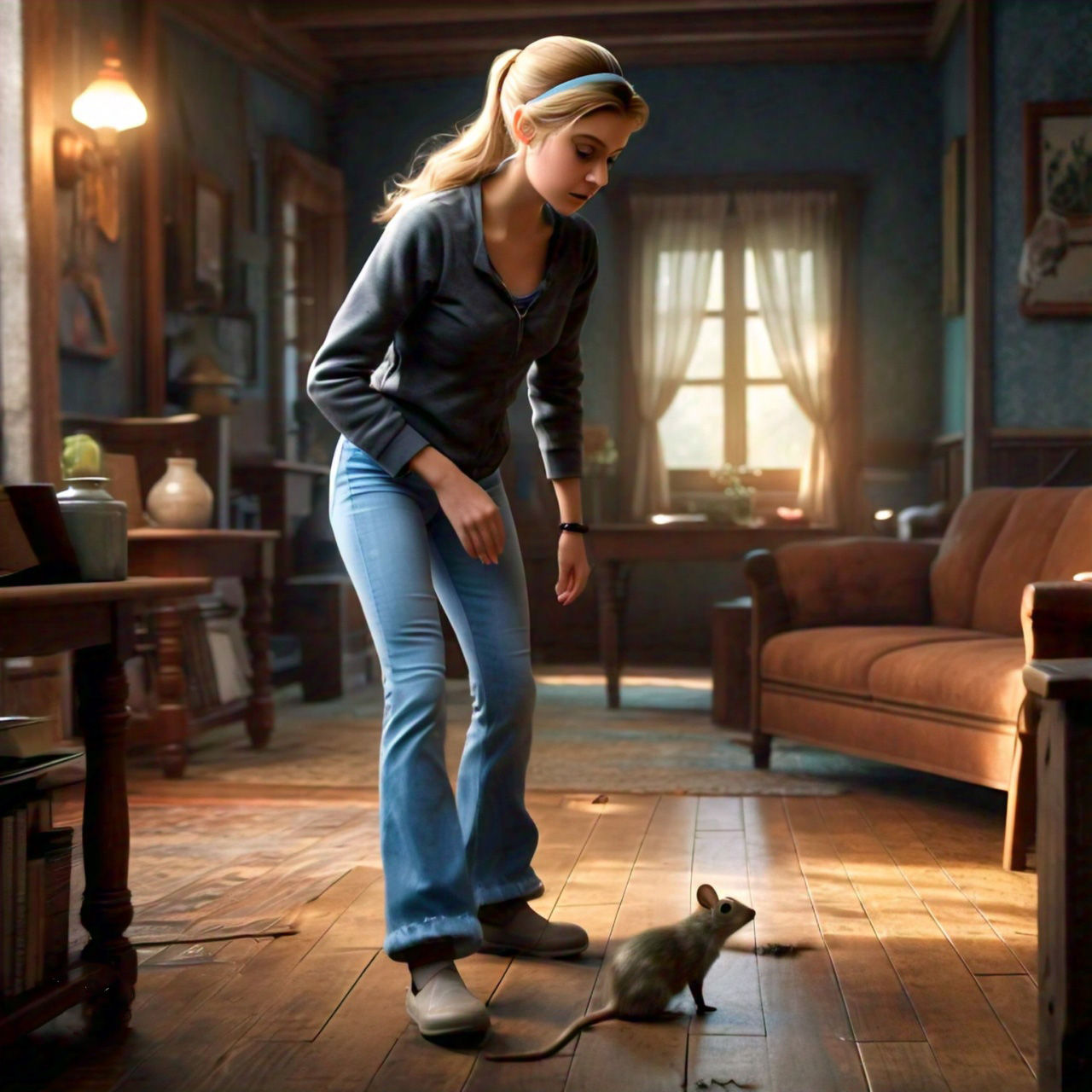 Cinderella Searches the House for Mice.