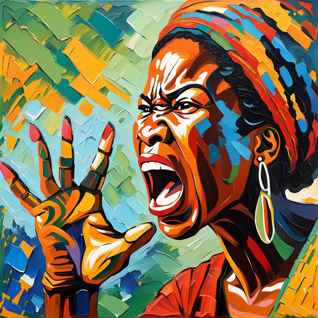 Caribbean woman shouting | Impressionism (Mysterious XL v4)