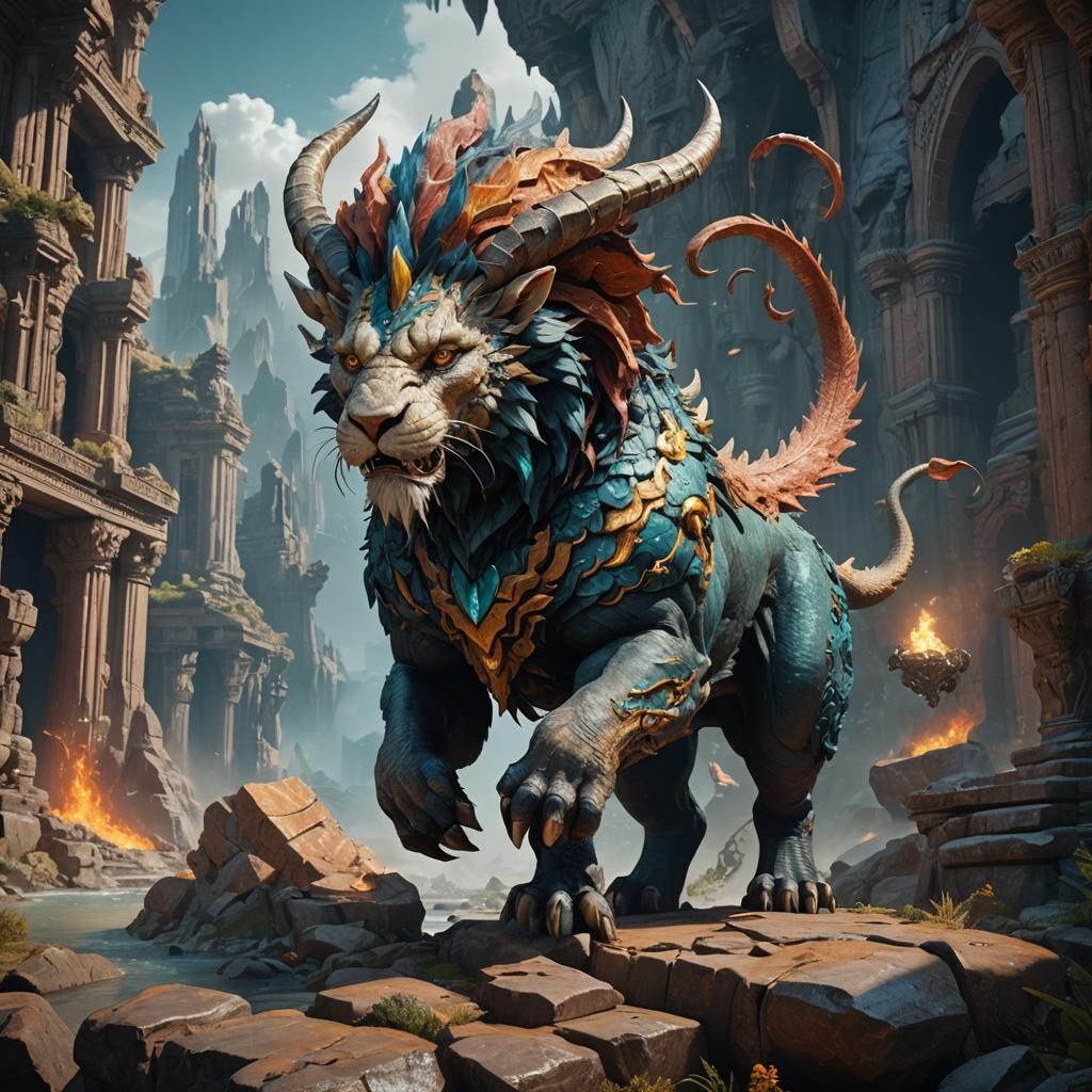 Chimera with calcite skin