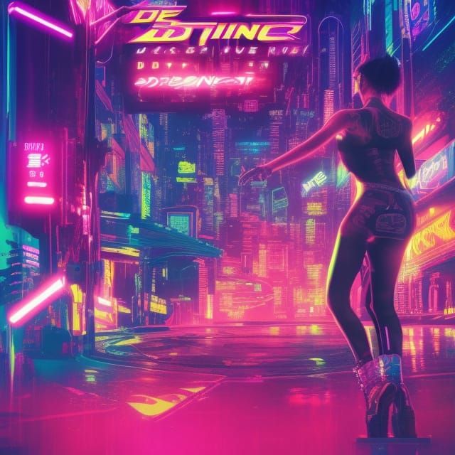 Dubstep dancing at the Rave EDM Digital art Neon. cyberpunk 2099 blade runner 2049 neon  by @Pluto