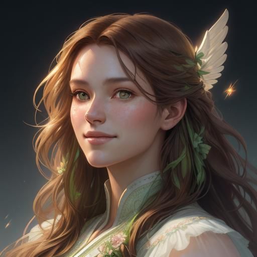 A portrait of a young, beautiful girl with a radiant smile. ...
