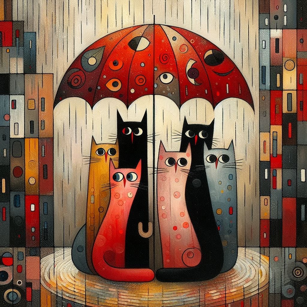 Challenge cats under rain. Inspired Julia Pott Quentin Black...