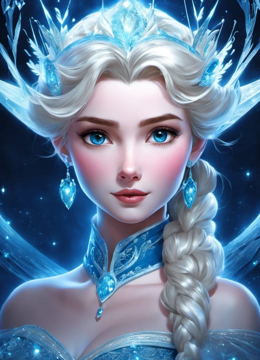 cute_intricate_elsa_from_frozen_made_as_constellation_facing the moon ...