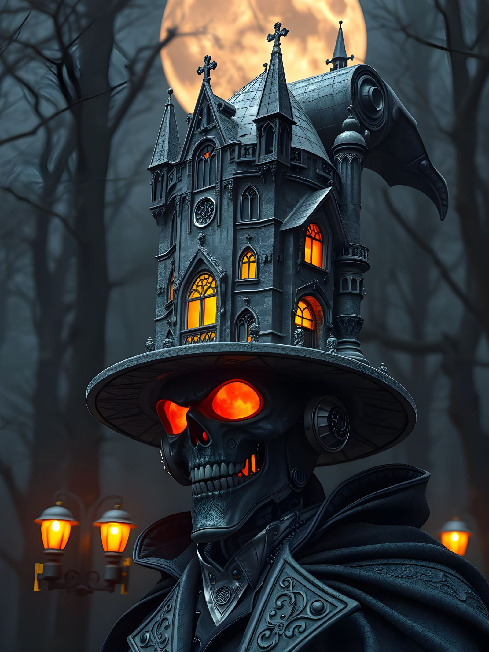 Granite Gothic Haunted House Magician's Top Hat   by @Dooboofay