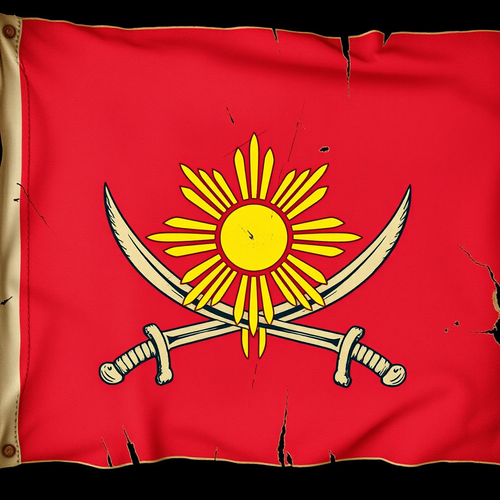 the state flag of new mexico re-designed as a pirate flag