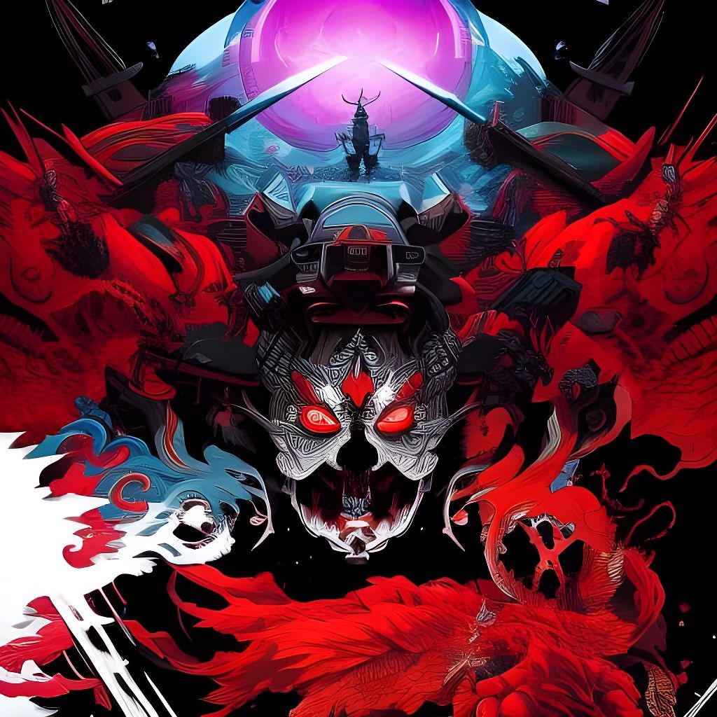 Confused samurai vs hello kitty ninja psychedelic meta kung-...