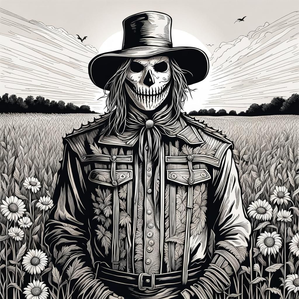 scarecrow line art  by @RubyKane