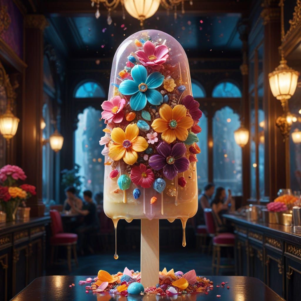 Epic Maximalist Ice Cream Salon in a Digital Dream