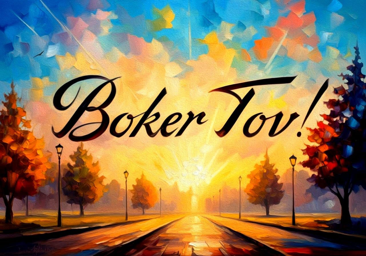 Boker Tov Morning Sky Art in Vibrant Colors