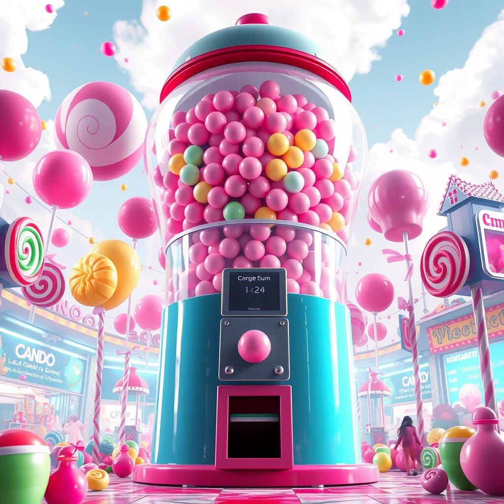 a giant bubble gum machine

  by @Hereami