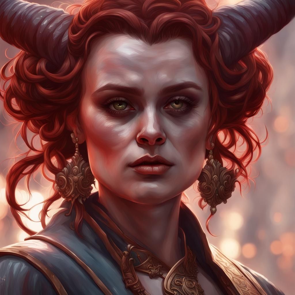Helena Bonham Carter As a tiefling with red skin