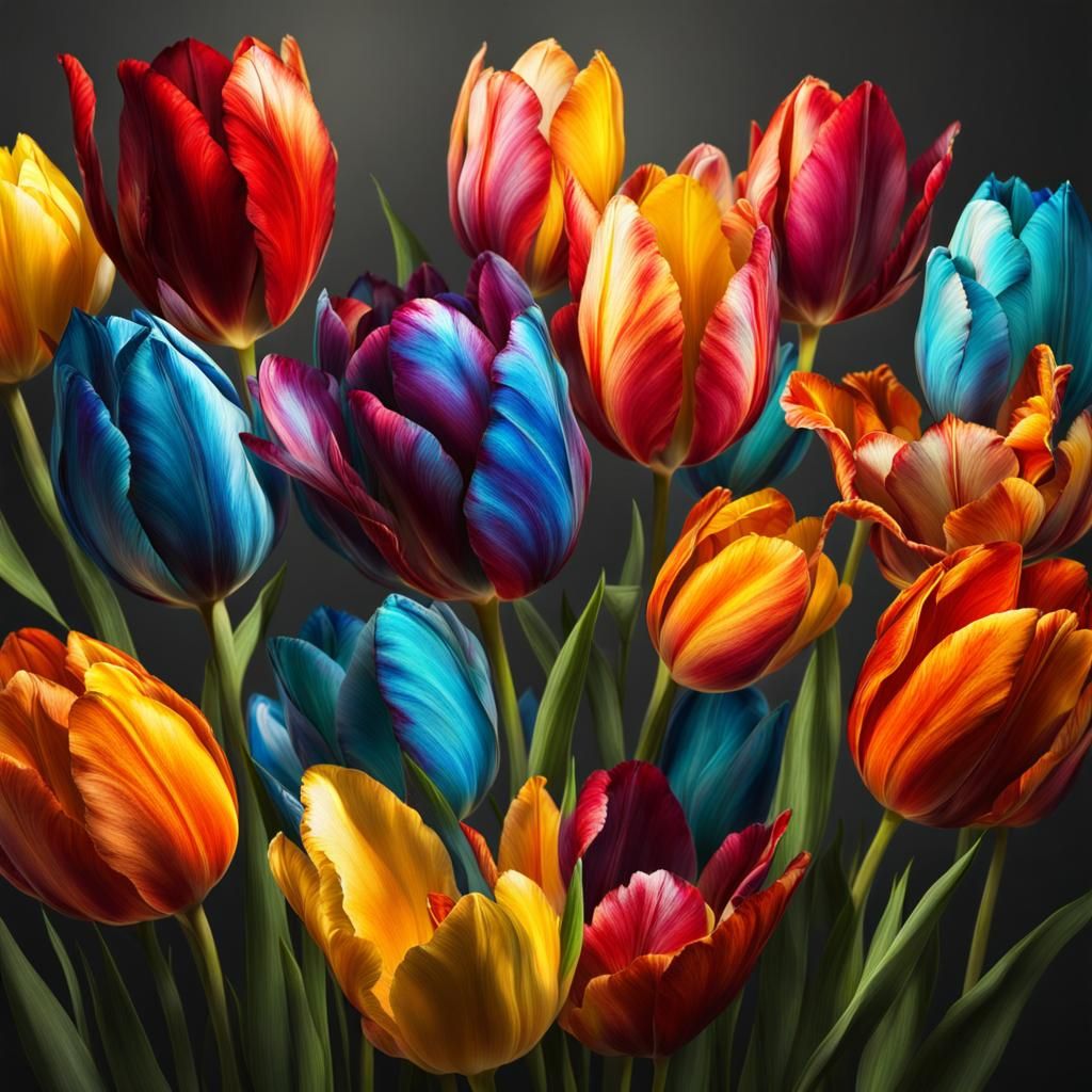 Tulip followers of various colour 